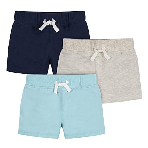 Gerber - Pantalón corto de punto (3 unidades), color azul marino/gris claro/azul claro, de 4 años