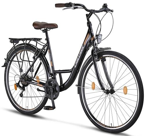 Chillaxx Bike Strada Premium Bicicleta de Ciudad en 26 y 28 Pulgadas - Bicicleta para Niñas, Niños, Hombres y Mujeres - Cambio de 21 Velocidades - Bicicleta Holandesa Urbana (28 Pulgadas, Negro