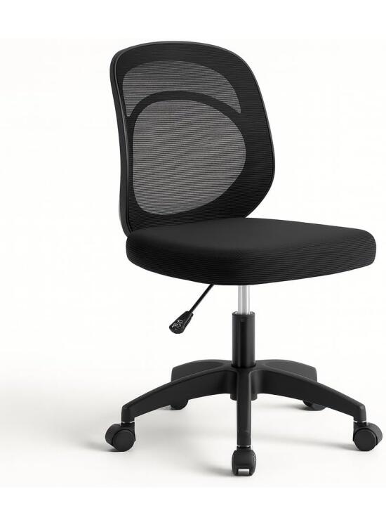 Silla de Oficina o Escritorio ergonómica. Sin reposabrazos. Juvenil sin Brazos. Soporte Lumbar. Tela Transpirable. con Ruedas, giratoria Asiento Espuma Alta Densidad, Calidad.