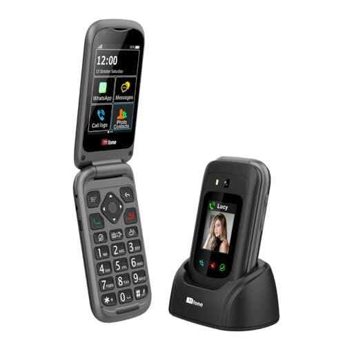 TTfone TT970 Whatsapp 4G con Pantalla táctil, teléfono móvil Flip de botón Grande para Personas Mayores - Prepago con Pago a Medida Que se USA - Fácil y Simple de Usar (£0 de crédito, Vodafone)