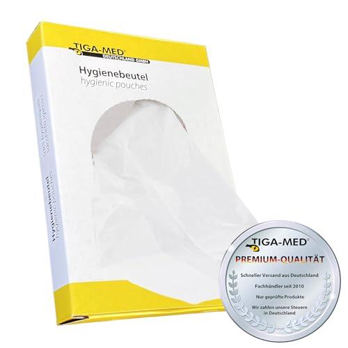 TIGA-MED Bolsas higiénicas para compresas sanitarias y tampones, 300 unidades (10 x 30), polietileno duro de HDPE, 30 bolsas por caja, resistentes a olores y líquidos, eliminación segura y discreta en
