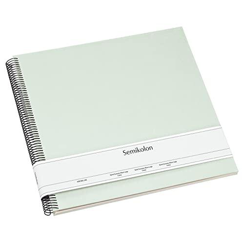 Semikolon 364035 Álbum en espiral Economy Large, 34,5 x 33,2 cm, álbum de fotos, 50 páginas en color blanco crema, álbum de fotos, verde musgo pastel