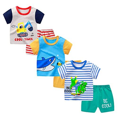XM-Amigo 3 Conjuntos Niño Camiseta Manga Corta y Pantalones Cortos,70