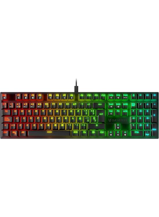 Oversteel - KOVAR Teclado Gaming USB, Retroiluminación RGB, Switch Mecánico Outemu Red, Anti-Ghosting, Layout Español PC/MAC/Android