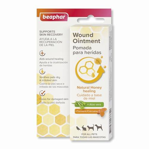 Beaphar Pomada para Heridas, Perro, Gato, Conejos, pájaros, Ingredientes Naturales, Miel, Aloe Vera, Cúrcuma, Calma, Protege, hidrata, nutre y repara, 30 ml