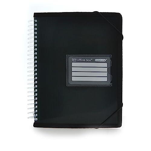Carpeta A5 de 20 Fundas con Espiral Colorline - Tapas Rígidas con laterales reforzados en tela para mayor resistencia (Negro)