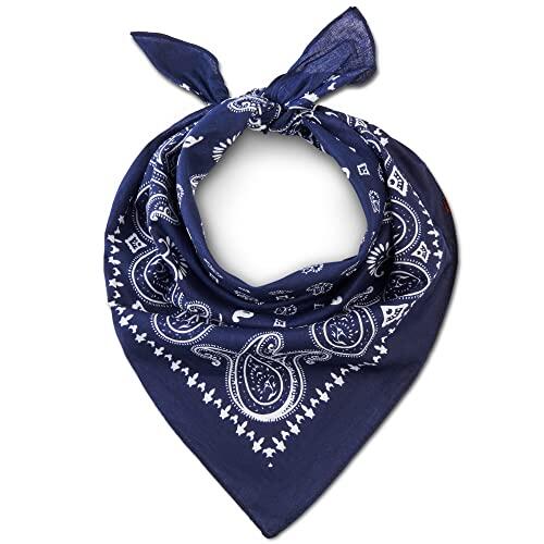 LOVARZI Bandana Hombre Cabeza Paisley Azul Marino, Pañuelo Algodón