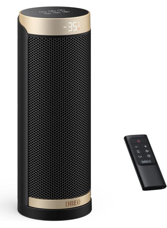 Dreo calentador eléctrico, cerámica de calentamiento rápido de 1800 W con termostato, protección contra sobrecalentamiento y vuelco, temporizador de 1 a 12 h