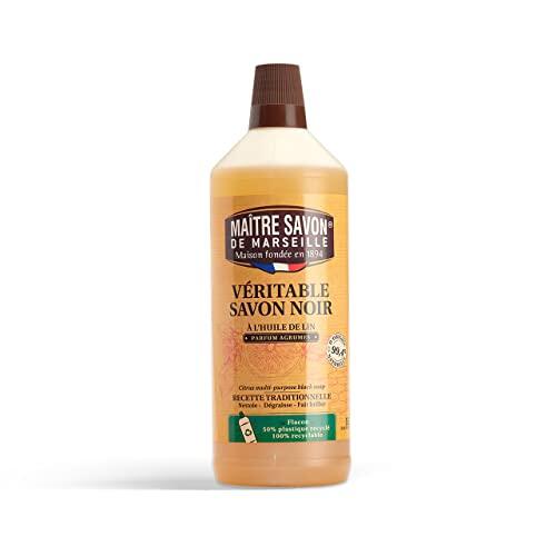 Maître Savon de Marseille Jabón negro con aceite de Linaza 1L - aroma Cítricos