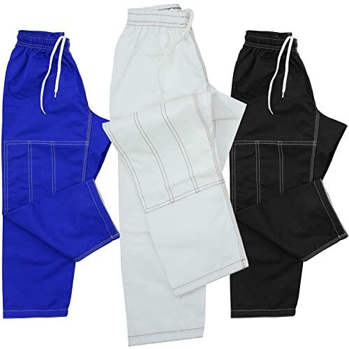 Roar Kids Brazilian Jiu Jitus Gi Pants BJJ Pantalones Kimono Pantalones MMA Grappling BJJ Gi Pantalones Artes Marciales y Kick Boxing, Blanco, 2