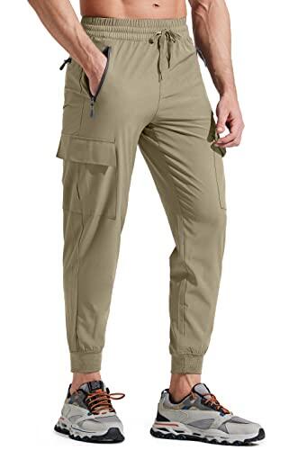 Libin Pantalones de Trekking Hombre Ligero Secado Rápido Senderismo Jogging Pantalones para Entrenamiento Atléticos Viajes Golf Casual Aire Libre, Caqui M