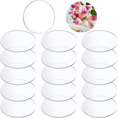 16 piezas de placas acrílicas transparentes, discos acrílicos redondos, transparentes, 0,2 cm de grosor, uso para marcos de fotos, pinturas, manualidades, exhibición de álbumes de recortes,