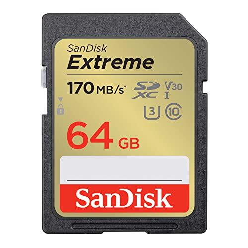 SanDisk Extreme SDXC Tarjeta SD 64 GB (SD Card UHS-I, V30, hasta 170 MB/s, Software de recuperación de datos RescuePRO Deluxe, SanDisk Quicklow Technologie, 4K UHD Videos, Class 10, U3