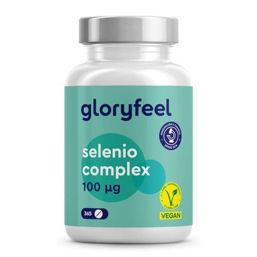 Selenio 100mcg - 365 Tabletas (Para 1 año) - Complejo de selenito de sodio y L-selenometionina - Función normal de la tiroides, sistema inmunológico, cabello y uñas - Sin Aditivos