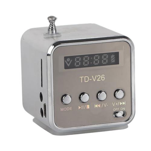 Reproductor de música, minialtavoz TD-V26 Mini Radio FM portátil estéreo con batería Reproductor de música Compatible con Tarjeta TF Disco U
