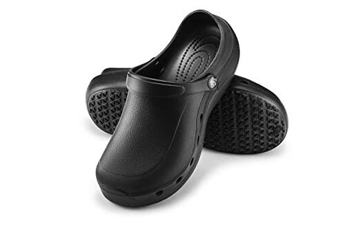 ESTRO Zuecos Sanitarios Mujer Goma - Unisexo Zapatillas Casa Verano Hombre Zuecos Mujer Goma Ligero F92 (38, Negro)