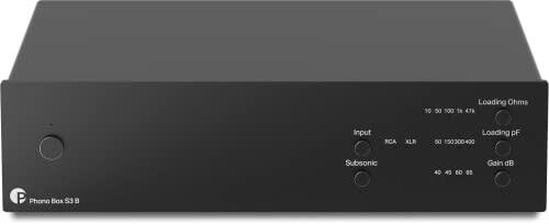 Pro-Ject Phono Box S3 B - Previo de Fono con Entrada y Salidas Balanceadas. Entradas y Salidas RCA. para cápsulas MM y MC. Filtro subsónico, Ajuste Carga e impedancia. Color Negro.