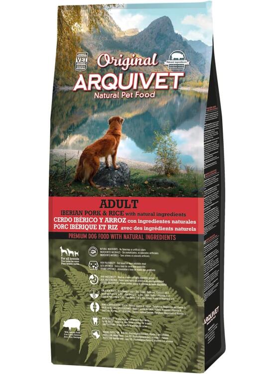 Arquivet Original Adult 12 Kg - Pienso para Perros Adultos - Cerdo ibérico Y Arroz, 1 Unidad (Paquete de 1)