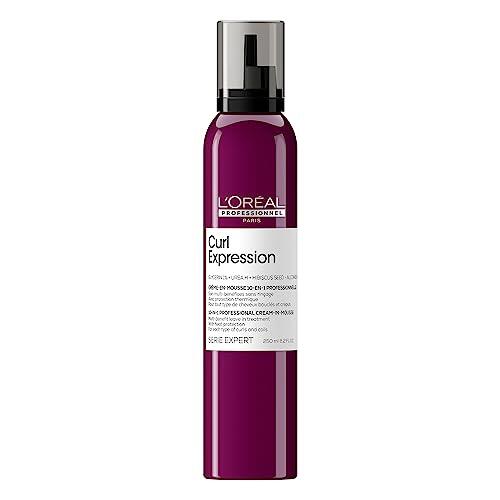 L'Oréal Professionnel Espuma definitiva para cabello ondulado y rizado, serie Expert, Curl Expression 10 en 1, crema en mousse, 250 ml