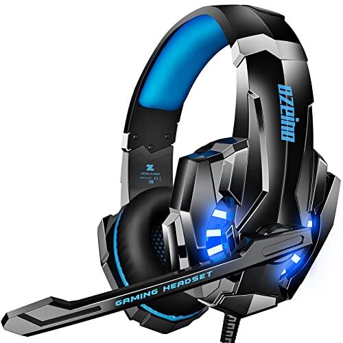 Ozeino Auriculares para Videojuegos para PS4 PS5 3D Surround Sound Cancelling Auriculares con micrófono para PC Xbox One Switch con luz LED