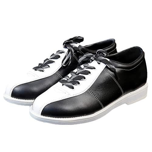 ZHENSI Zapatos De Bolos para Hombres Zapatos De Bolos De Cuero Antideslizantes Unisex Buffer Transpirable,Blanco,45 EU