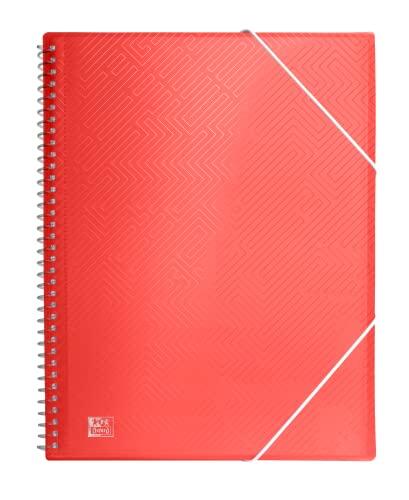 Oxford, Carpeta de Fundas Plástico A4, 30 Fundas Transparentes, Color Rojo, 400167288