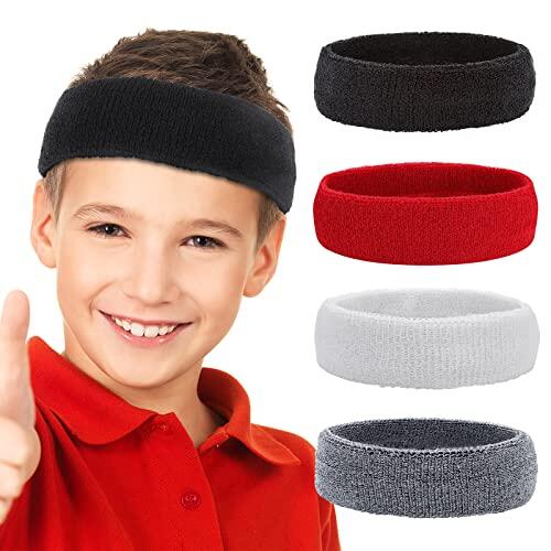 Yolev 4 Piezas Diadema Deportiva Infantil Niños Diadema Banda para el Sudor Diadema Deportiva Banda para el Sudor Frente Traje de Baloncesto Deportes para Hombres y Mujeres Banda Headband