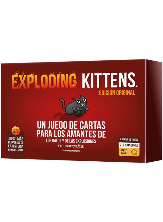 Asmodee Exploding Kittens, Juego para niños y Adultos a Partir de 7 años, Juego de Mesa estratégico y humorístico, No Hagas explotar los Gatitos, 2 a 5 Jugadores, 15 min, Español