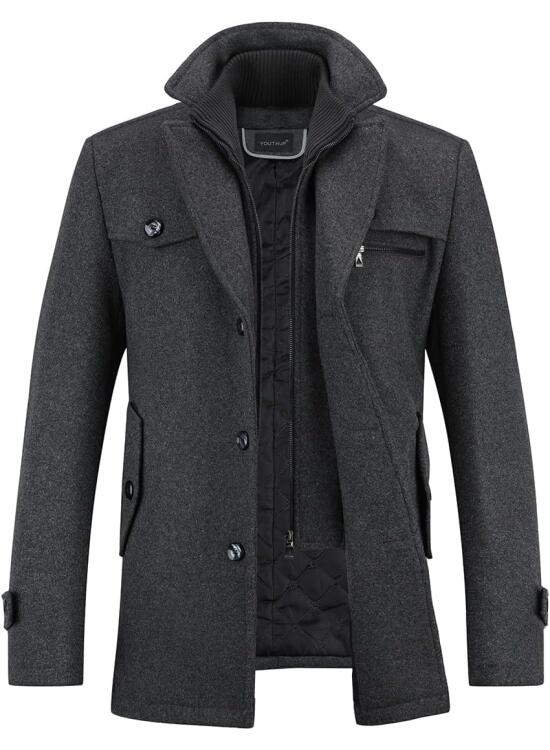 YOUTHUP Abrigo de Lana para Hombre Regular Fit Invierno Trenca Abrigos Grueso Gabardina Chaquetas