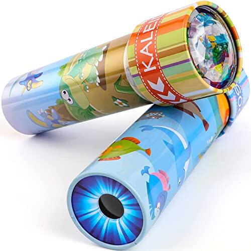 iKeelo Caleidoscopios Clásicos de Lata - 2 Pack, Juguete Caleidoscopio Infantil Educaftivo con Cuerpo de Metal, Regalo de Cumpleaños para Niños y Niñas