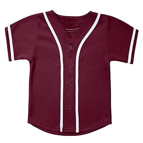 babyhealthy Camiseta de béisbol para niños, con botones, estilo hip hop, personalizable, para niños y niñas