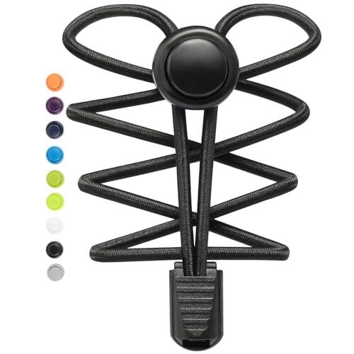 Stepace Cordones Elasticos, 2 pares Cordones Elasticos Zapatillas Deporte, Cordones Zapatos Ajustables sin Atar para Adultos y niños Negro