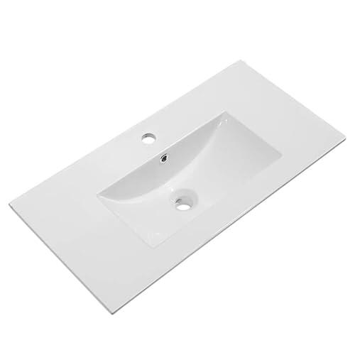 Lavabo De Porcelana Para Baño rectangular 81 cm x 46 cm VAN acabado blanco brillo fabricado en porcelana