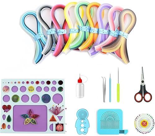 YURROAD 18pcs Quilling Kit Para Principiante Con 3mm Quilling Papel 900 Tiras 36 Colores Y Herramientas Quilling Con Bolígrafo Quilling Plantillas Quilling Tablero Para Filigrana Manualidades