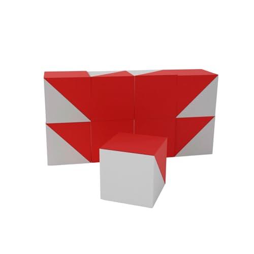 3D3 & CO - Cubos de Kohs Rojo y Blanco de 2,5 cm, 9 Cubos para Test y Pruebas como WISC V y WAIS IV