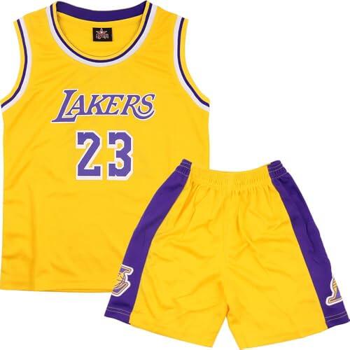 Camiseta Baloncesto Niño - Conjunto Baloncesto Niño,Trajes de Baloncesto Niños Sin Mangas,Camiseta y Pantalones Cortos de Baloncesto para Niños,Equipación Baloncesto 10-12 años,Amarillo,XL/160