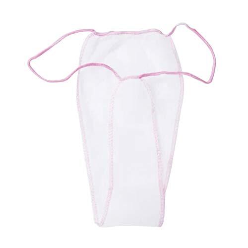 Paquete de 100 tangas desechables, bragas de bikini para mujer, ropa interior para spa, bronceado en aerosol, salón (blanco)