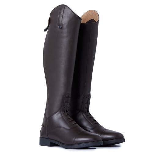 HORZE Botas de equitación para mujer, piel sintética, con cremallera, marrón oscuro, 40 EU Weit