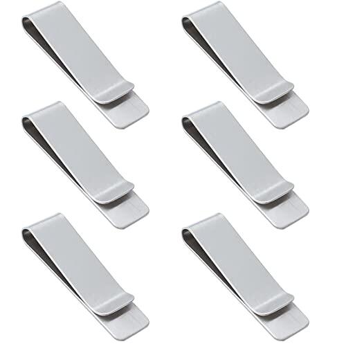 XHNFCU 6 Clips de Metal para Dinero, de Acero Inoxidable, para Tarjetas de Crédito, Portátiles, Delgados y Minimalistas, para Hombres y Mujeres