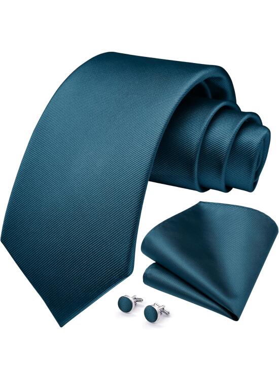 HISDERN corbata de Color sólido para hombre conjunto de corbata con gemelos regalos formales para fiesta de boda corbata para hombre