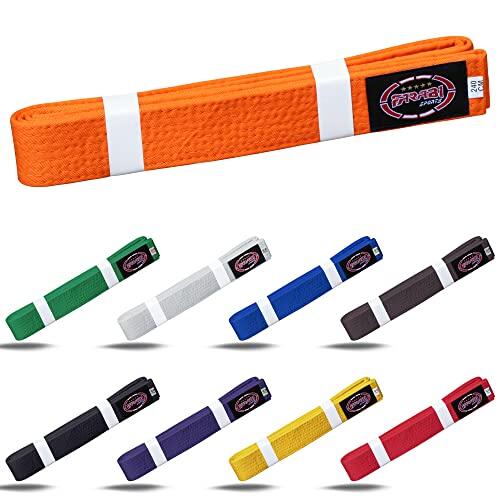 Farabi Sports Cinturón de Karate Múltiples Colores Cinturones de Karate Judo Karate BJJ Artes Marciales Cinturones de Taekwondo (240-cm, Orange)