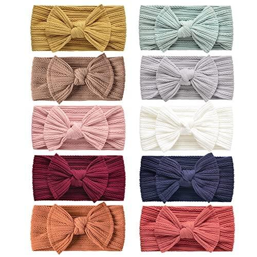 DRESHOW 10 Pcs Diademas y Bandas Para Cabeza Elásticas Para Bebé Niña Recién Nacida - Accesorios de Cabello