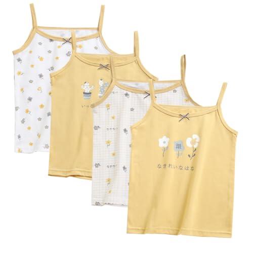Yintry Camiseta Interior Estampada de algodón para niña/Camisetas sin Mangas para 2-12 años, Paquete de 4 Chalecos con Elasticidad