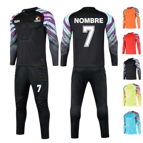 LAIFU Equipaciones de Portero Personalizado para Niño Adulto, Camiseta de Portero de Fútbol Personalizable + Pantalón Corto o Pantalón