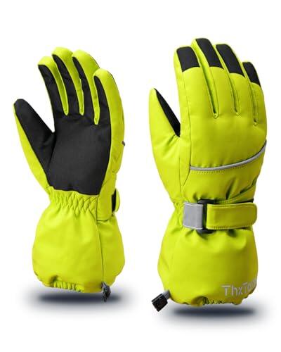 ThxToms Guantes Térmicos Niños, Guantes Impermeables de Invierno para Correr Esquí Snowboard, Guantes Resistentes al frío Gruesos de Tela Oxford -15 ℃, Niños y Niñas de 4 a 13 años