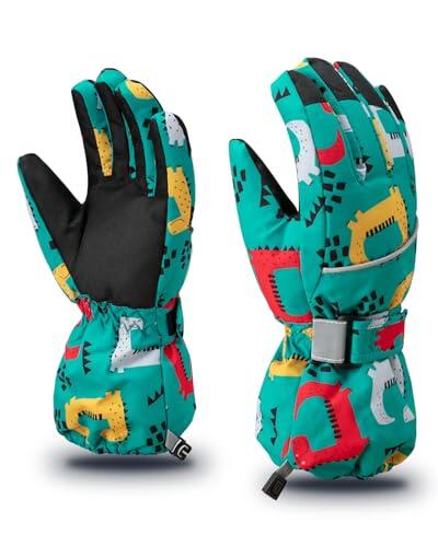 ThxToms Guantes Térmicos Niños, Guantes Impermeables de Invierno para Correr Esquí Snowboard, Guantes Resistentes al frío Gruesos de Tela Oxford -15 ℃, Niños y Niñas de 4 a 13 años