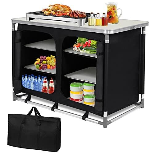 Froadp 100 x 50 x 80 cm, armario de camping plegable con estructura de aluminio y bolsa de transporte, armario de cocina para exteriores, armario de cocina, armario para camping, viajes (tipo C)
