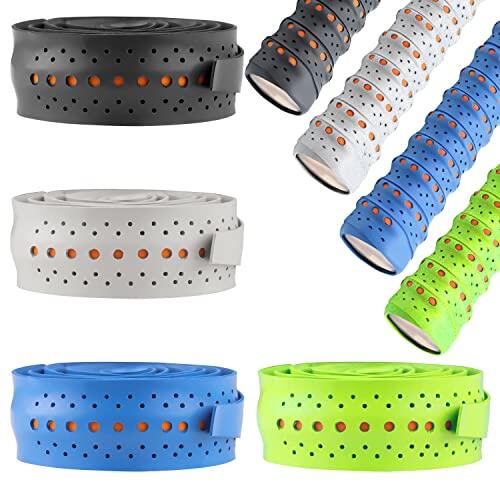 Prmape® 4 Piezas Cinta de Agarre para Raqueta de Tenis, Grip Padel Antideslizante, Over Grip Raqueta Tenis, Tenis Grip para Tenis Bádminton Squash Racketball Raqueta y caña de Pescar