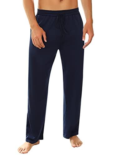 Marvmys Pantalón Pijama Hombre Algodón Largo Pantalones Pijama Hombre Invierno con Bolsillos y Cordón