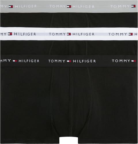 Tommy Hilfiger Calzoncillos bóxer Pack de 3 Hombre Trunks con Logotipo en la Cintura, Multicolor (Grey Heather/Black/White), L